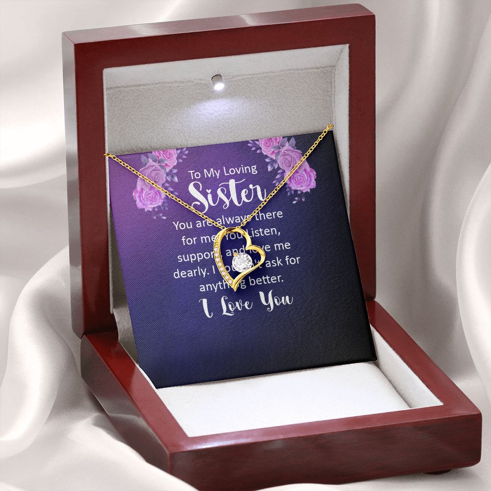 To My Sister You Are Always There For Me Forever Necklace w Message Card-Express Your Love Gifts
