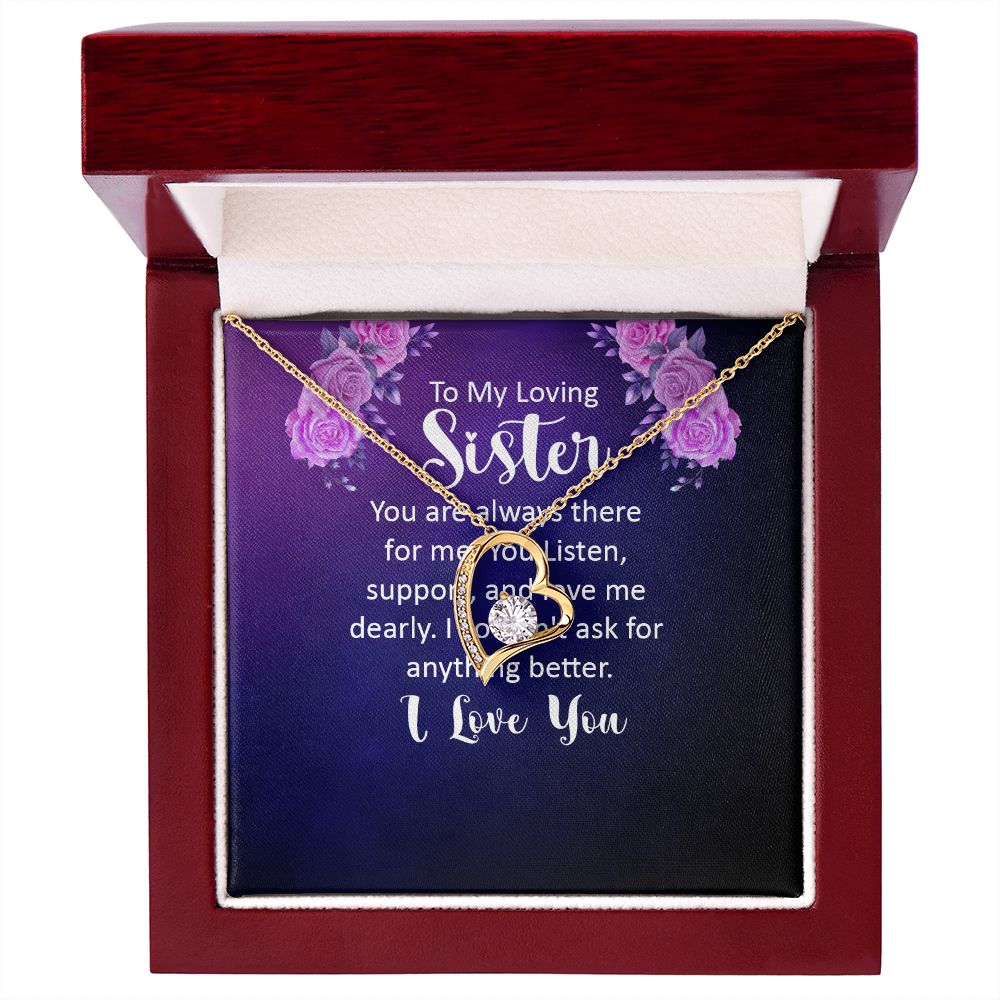 To My Sister You Are Always There For Me Forever Necklace w Message Card-Express Your Love Gifts