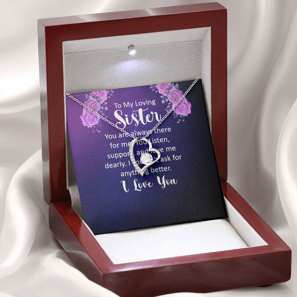 To My Sister You Are Always There For Me Forever Necklace w Message Card-Express Your Love Gifts
