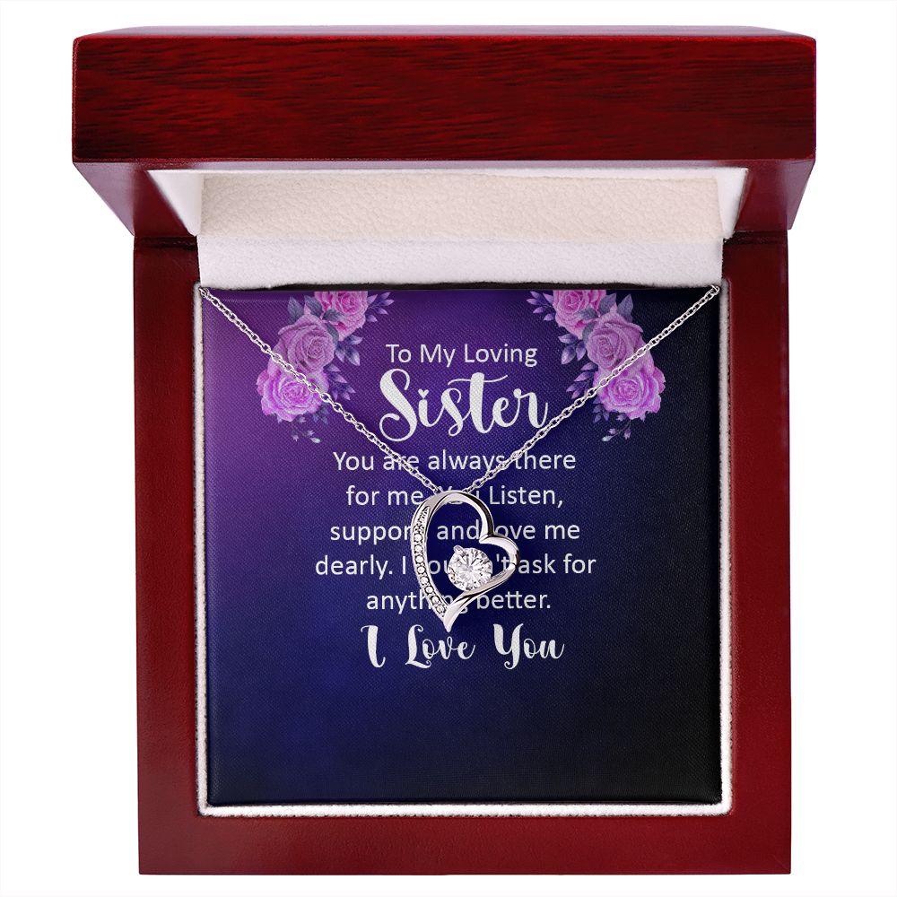 To My Sister You Are Always There For Me Forever Necklace w Message Card-Express Your Love Gifts