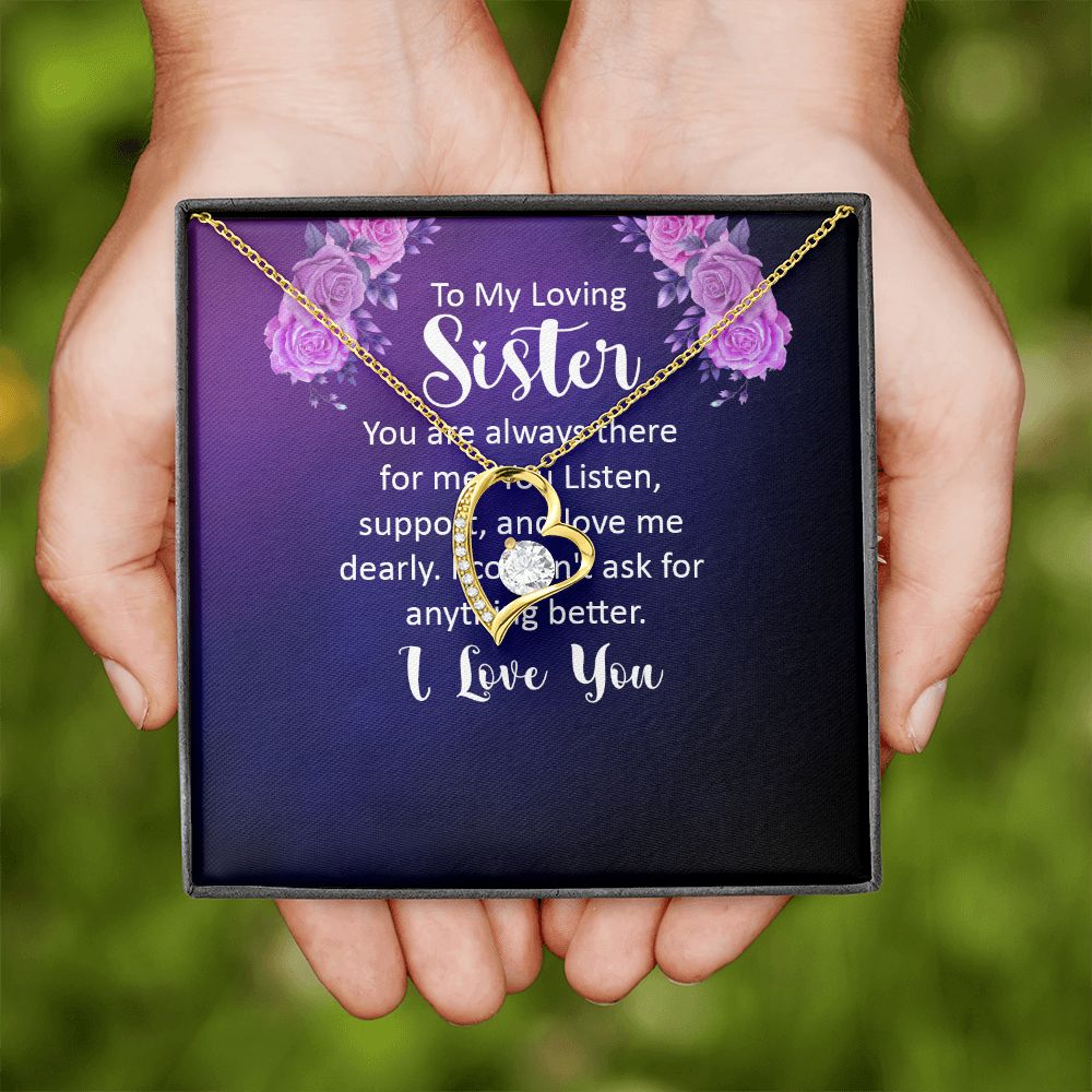 To My Sister You Are Always There For Me Forever Necklace w Message Card-Express Your Love Gifts
