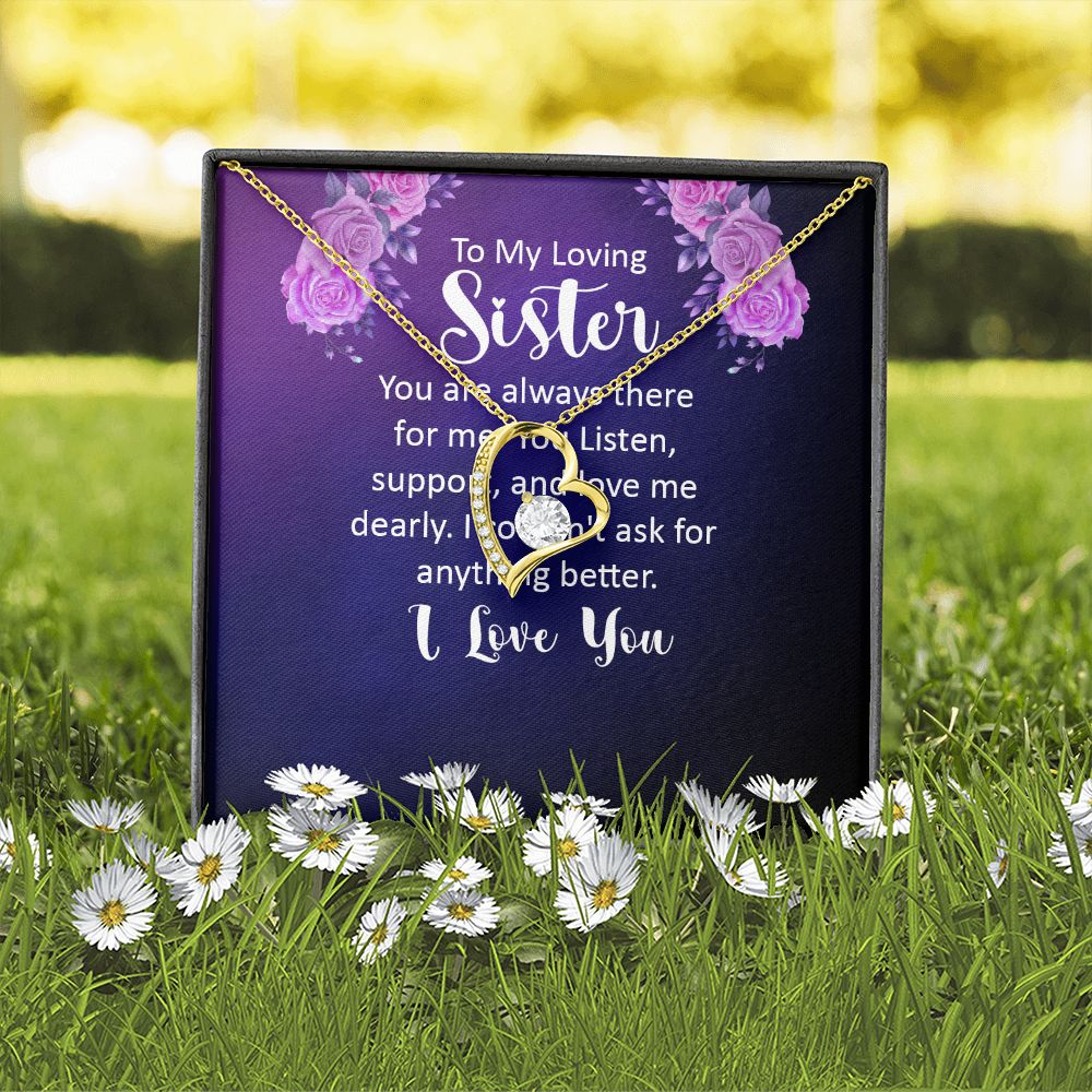 To My Sister You Are Always There For Me Forever Necklace w Message Card-Express Your Love Gifts