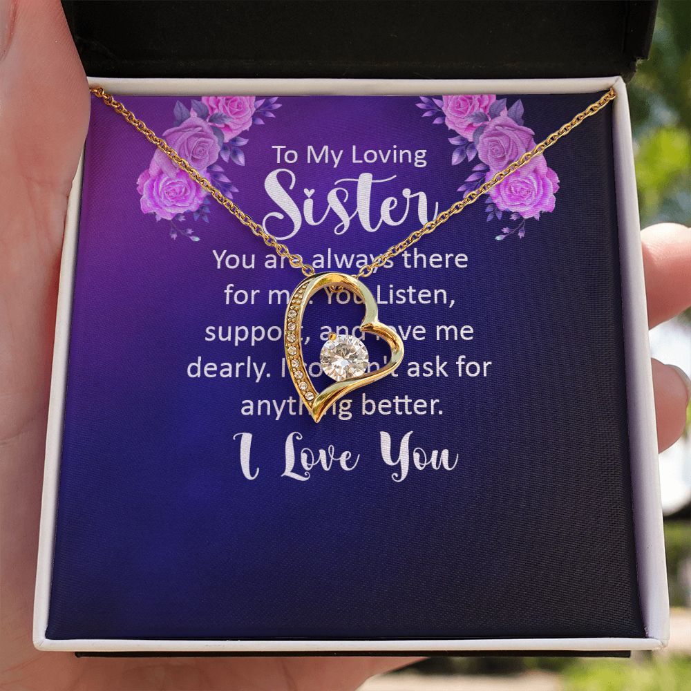 To My Sister You Are Always There For Me Forever Necklace w Message Card-Express Your Love Gifts
