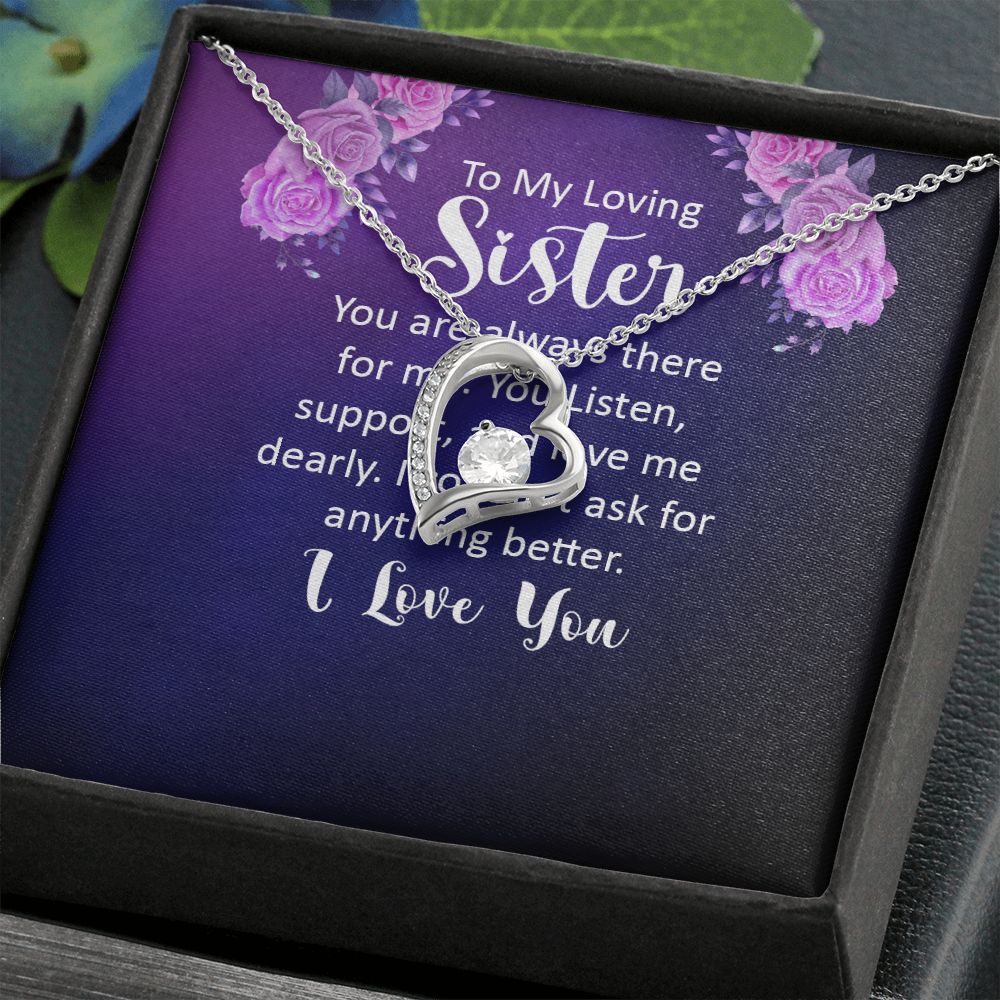 To My Sister You Are Always There For Me Forever Necklace w Message Card-Express Your Love Gifts