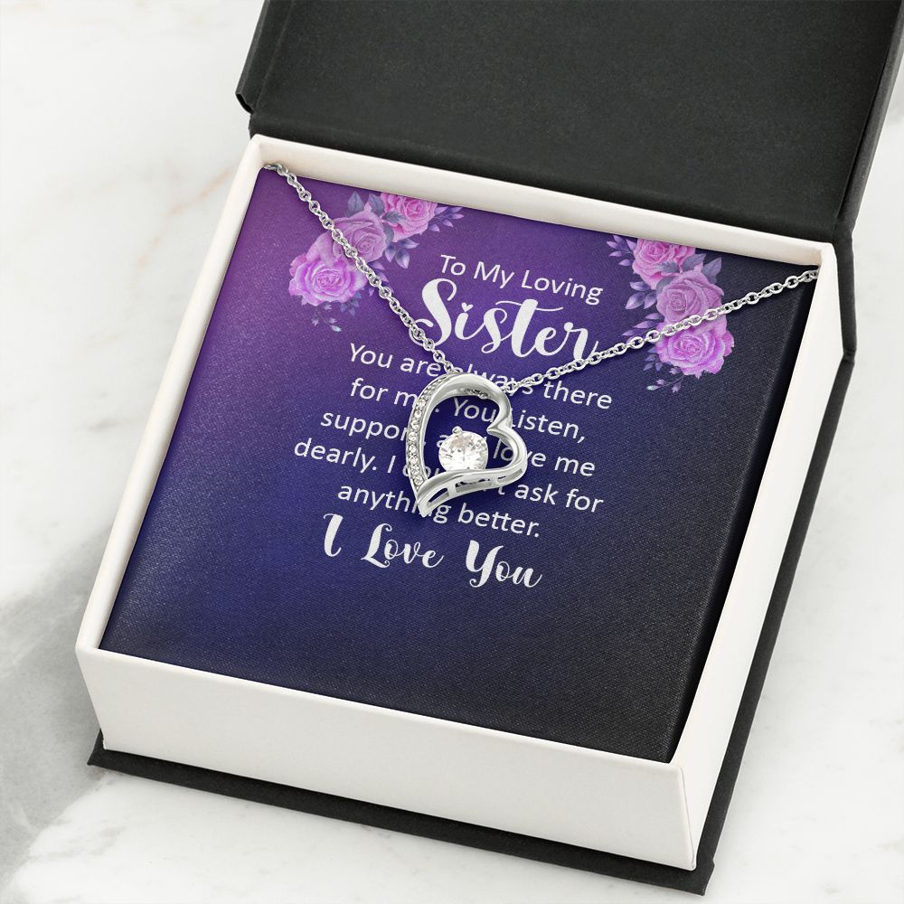 To My Sister You Are Always There For Me Forever Necklace w Message Card-Express Your Love Gifts