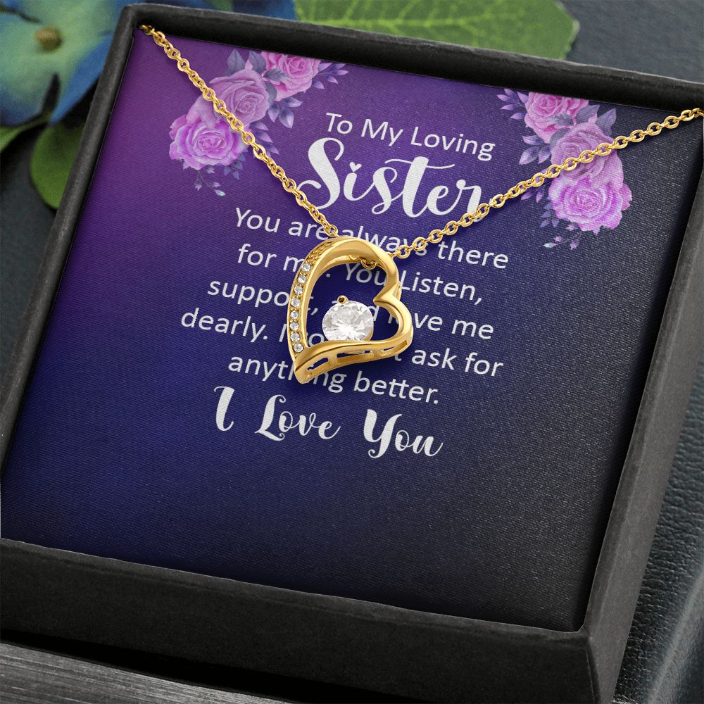 To My Sister You Are Always There For Me Forever Necklace w Message Card-Express Your Love Gifts