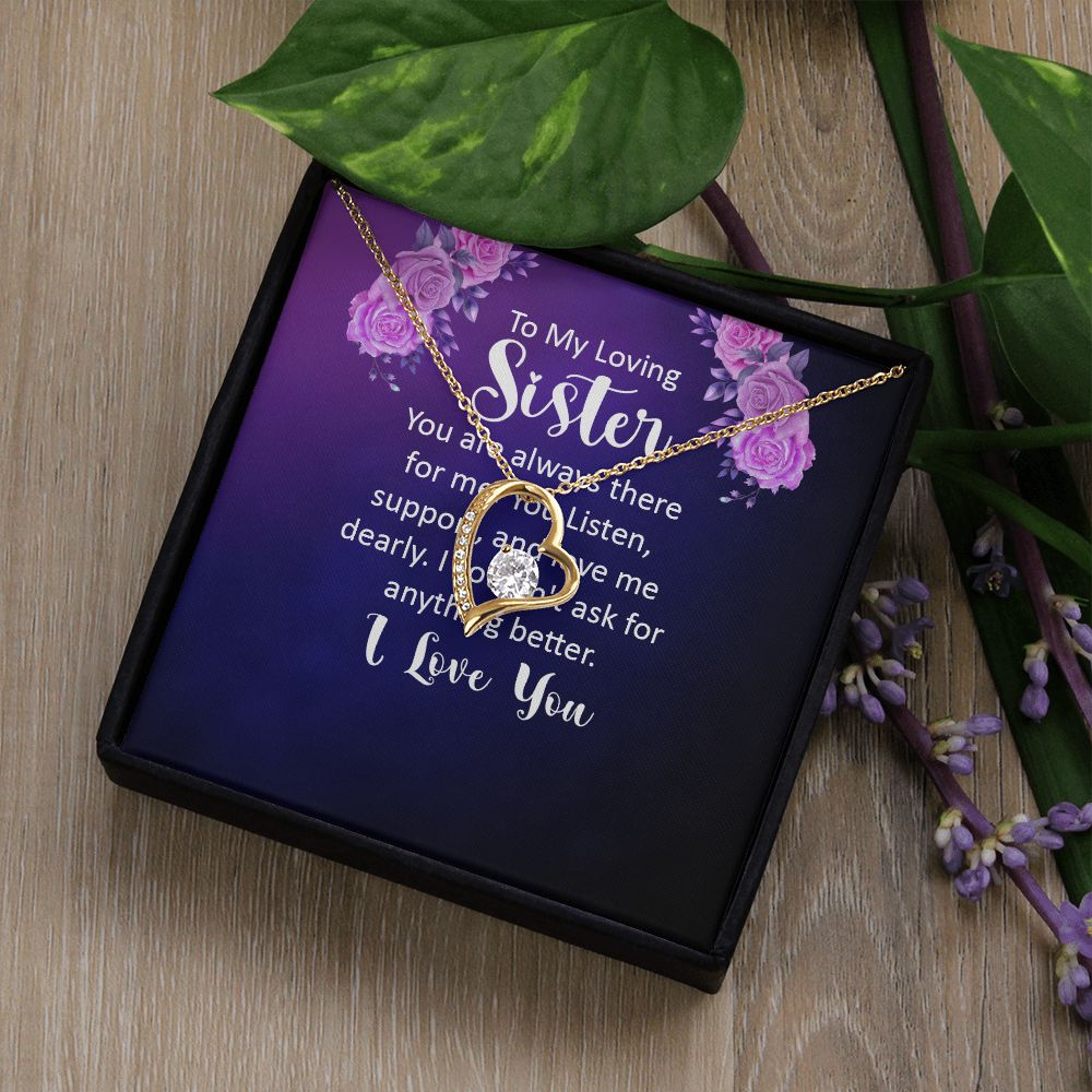 To My Sister You Are Always There For Me Forever Necklace w Message Card-Express Your Love Gifts