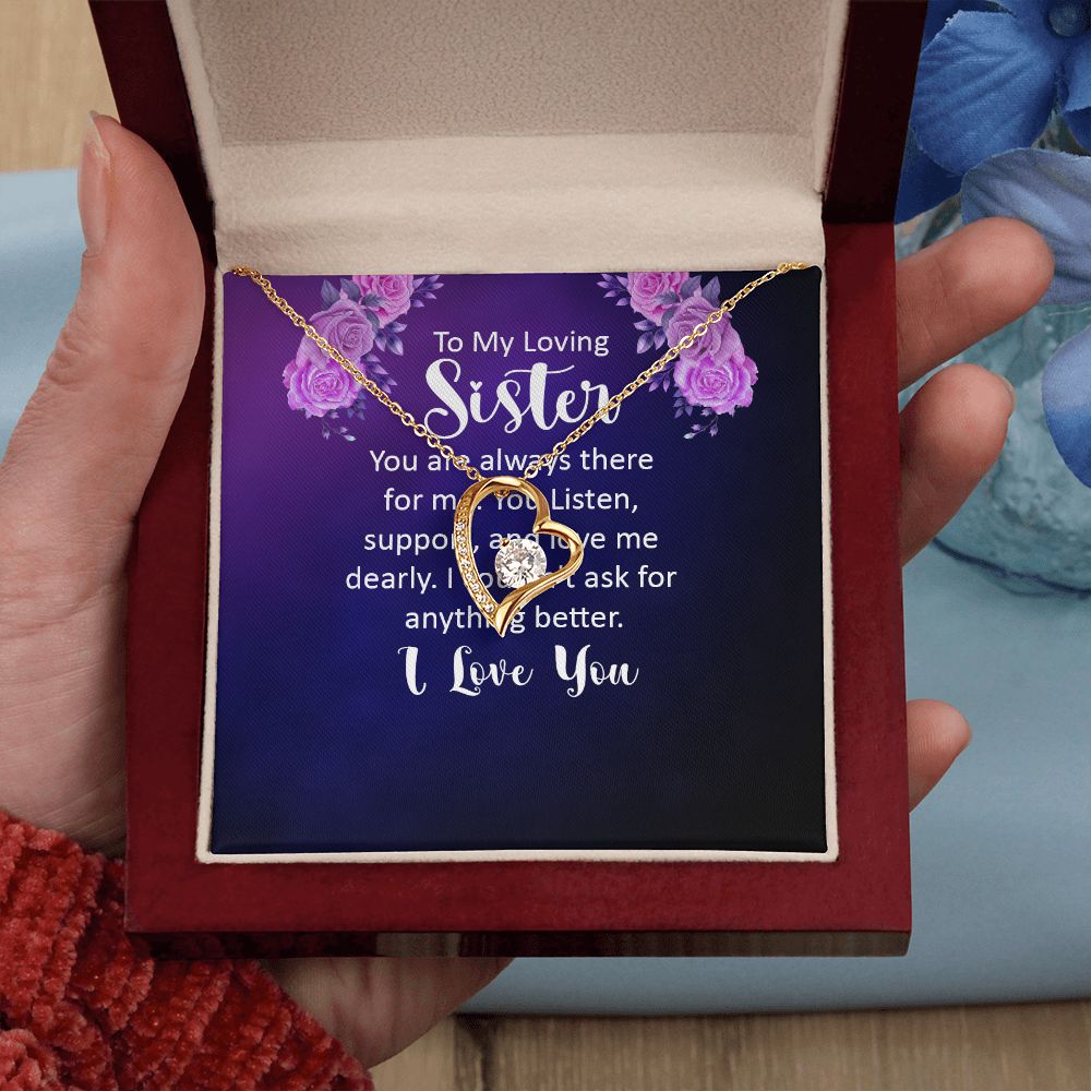 To My Sister You Are Always There For Me Forever Necklace w Message Card-Express Your Love Gifts