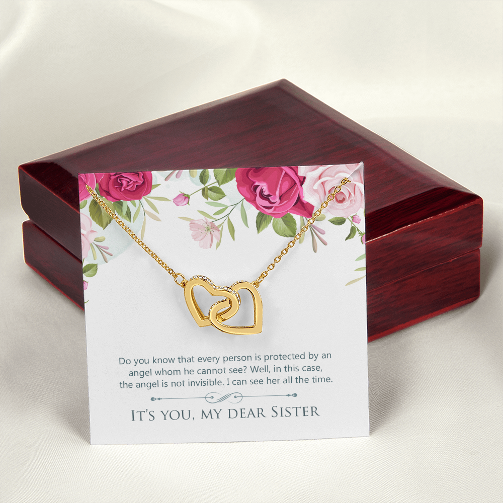 To My Sister You Are Protected by Angel Inseparable Necklace-Express Your Love Gifts
