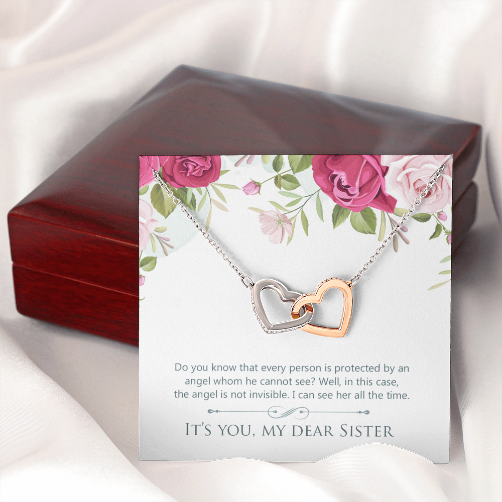 To My Sister You Are Protected by Angel Inseparable Necklace-Express Your Love Gifts