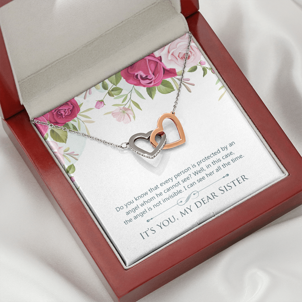 To My Sister You Are Protected by Angel Inseparable Necklace-Express Your Love Gifts
