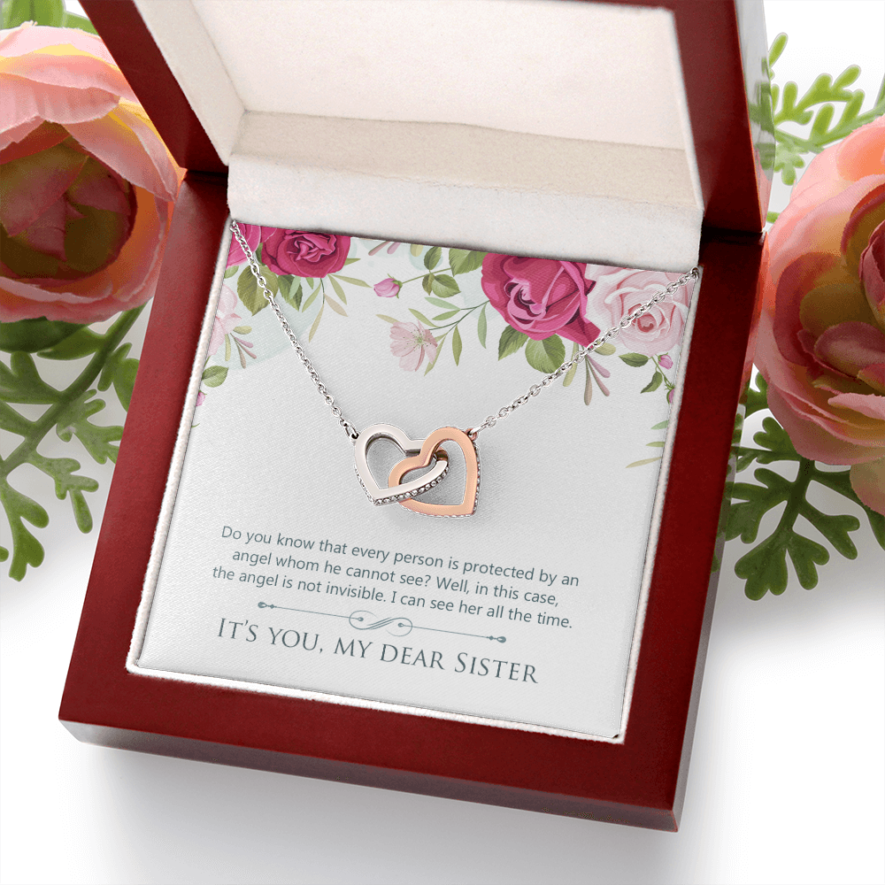 To My Sister You Are Protected by Angel Inseparable Necklace-Express Your Love Gifts