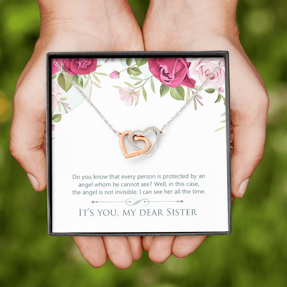 To My Sister You Are Protected by Angel Inseparable Necklace-Express Your Love Gifts