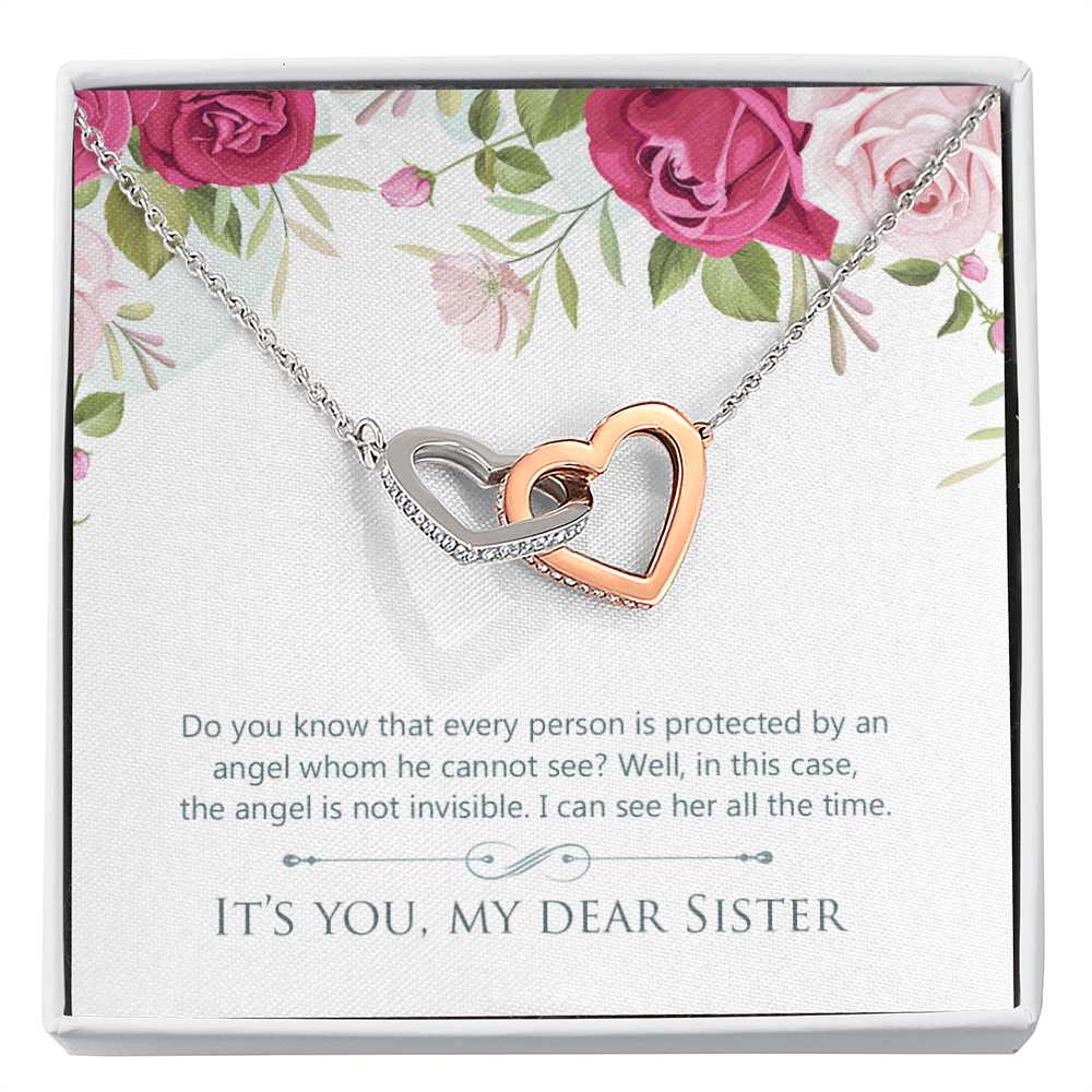 To My Sister You Are Protected by Angel Inseparable Necklace-Express Your Love Gifts
