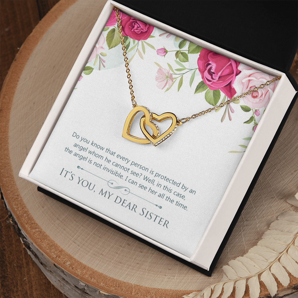 To My Sister You Are Protected by Angel Inseparable Necklace-Express Your Love Gifts