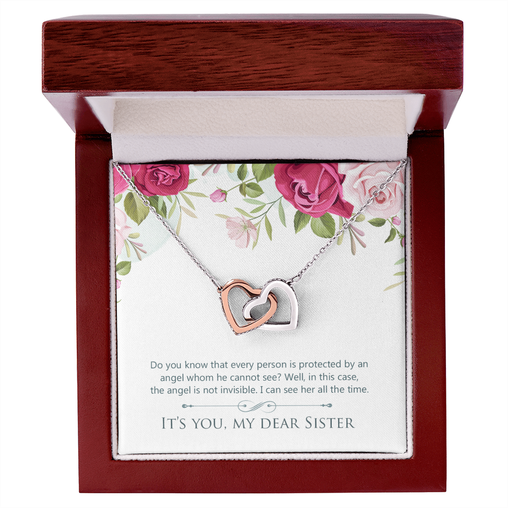 To My Sister You Are Protected by Angel Inseparable Necklace-Express Your Love Gifts