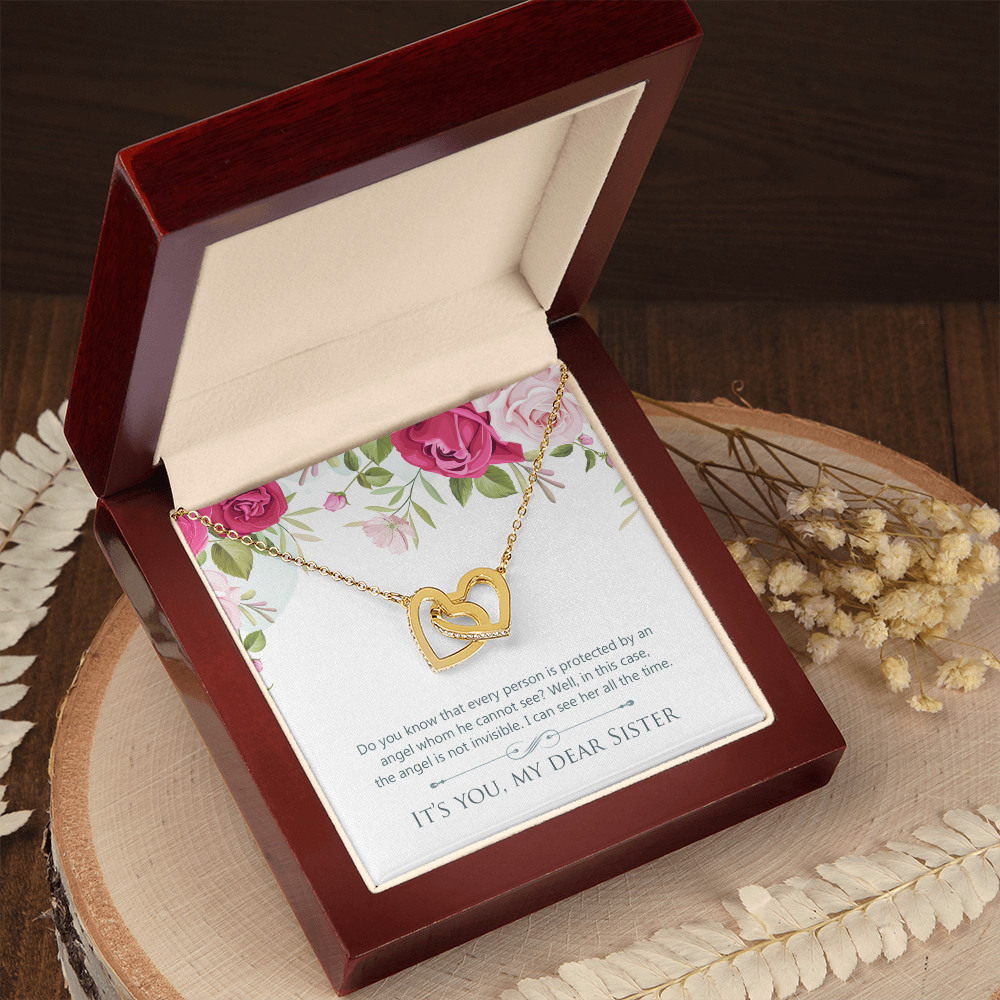 To My Sister You Are Protected by Angel Inseparable Necklace-Express Your Love Gifts