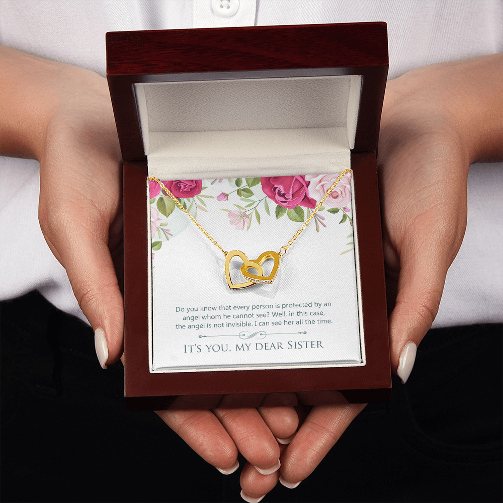 To My Sister You Are Protected by Angel Inseparable Necklace-Express Your Love Gifts
