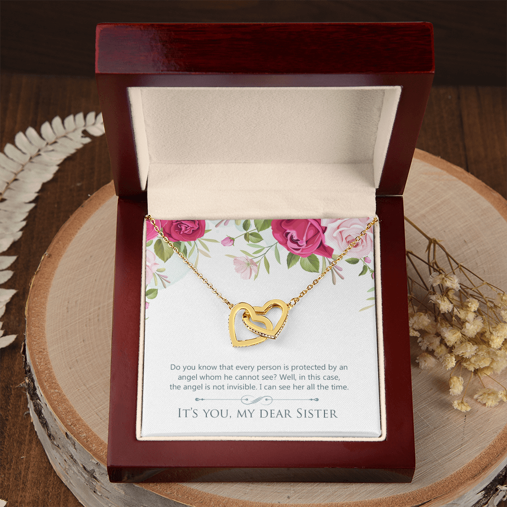 To My Sister You Are Protected by Angel Inseparable Necklace-Express Your Love Gifts