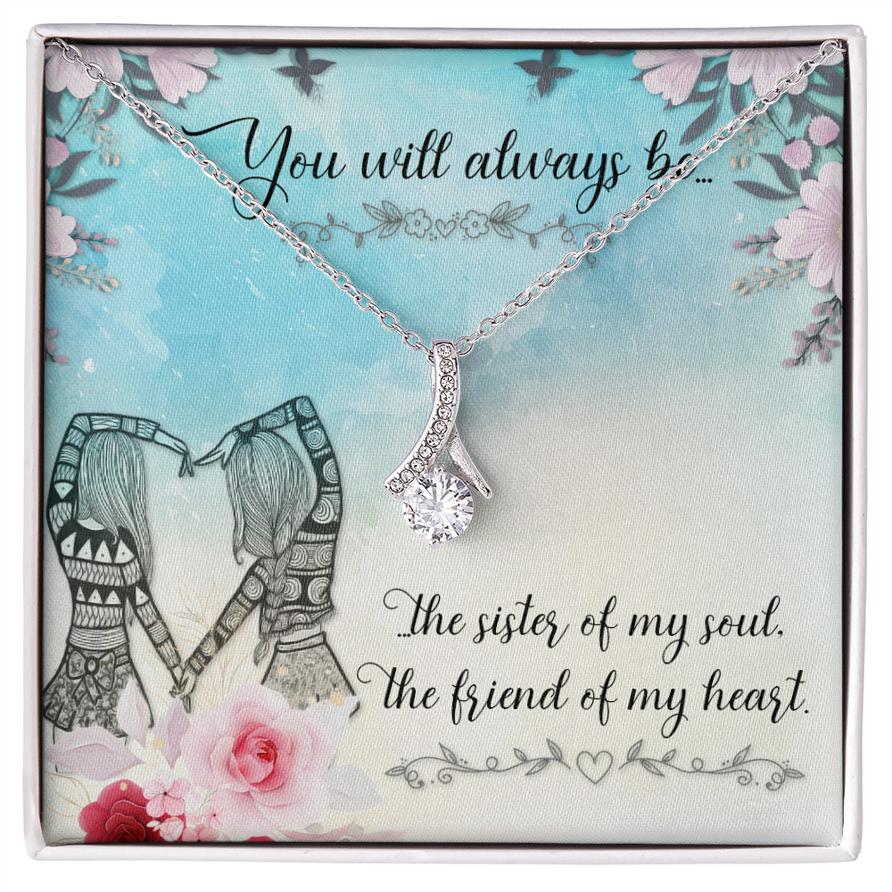 To My Sister You Will Always Be Alluring Ribbon Necklace Message Card-Express Your Love Gifts