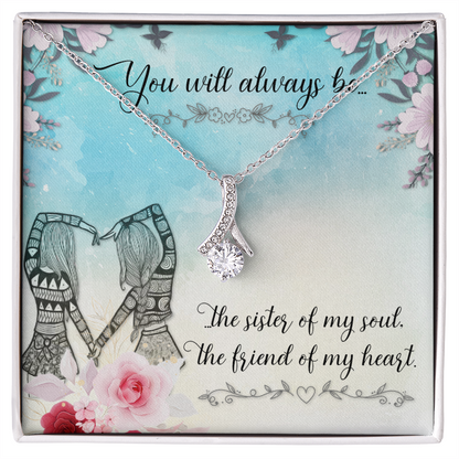 To My Sister You Will Always Be Alluring Ribbon Necklace Message Card-Express Your Love Gifts