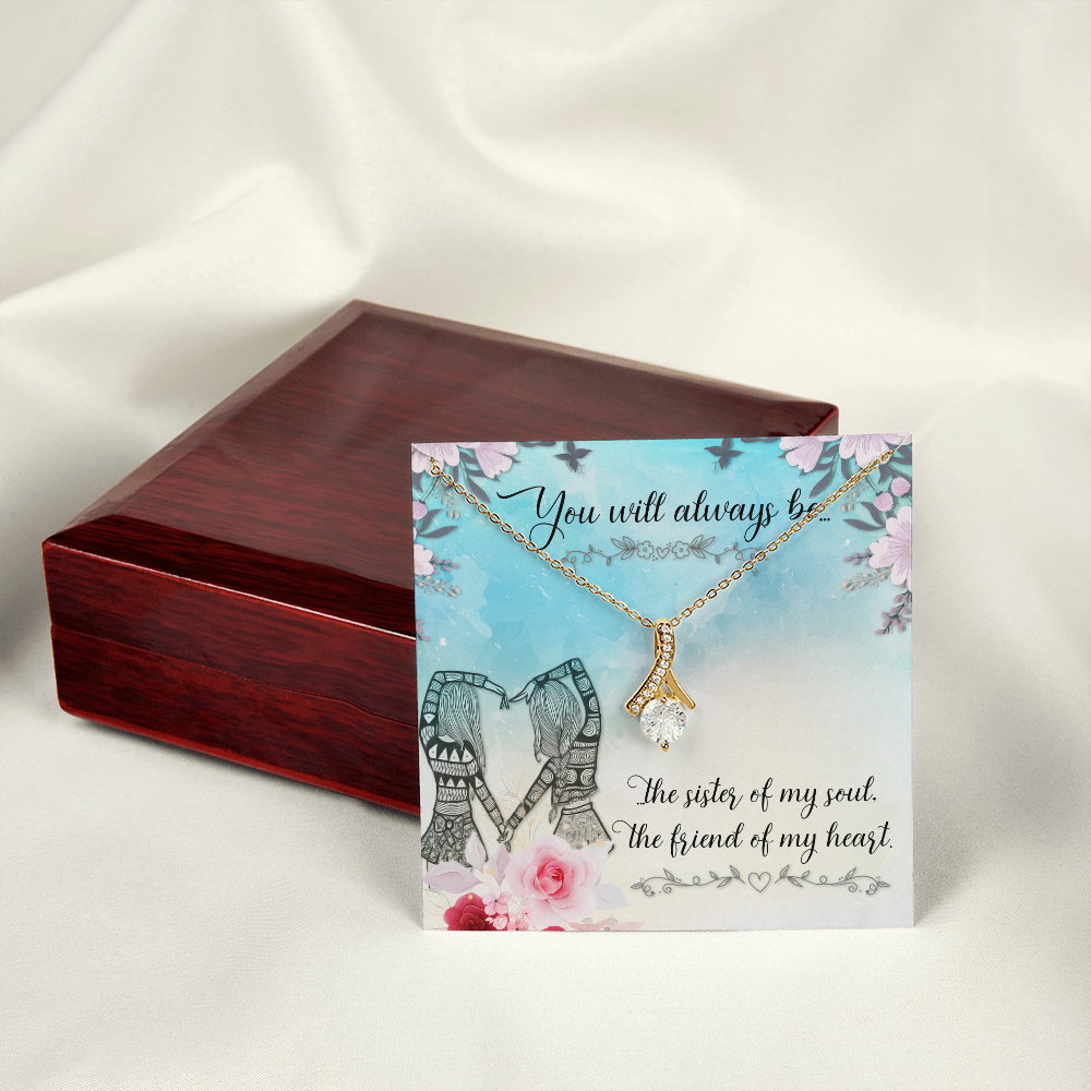 To My Sister You Will Always Be Alluring Ribbon Necklace Message Card-Express Your Love Gifts