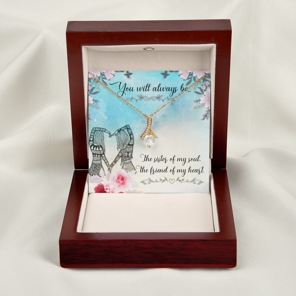 To My Sister You Will Always Be Alluring Ribbon Necklace Message Card-Express Your Love Gifts