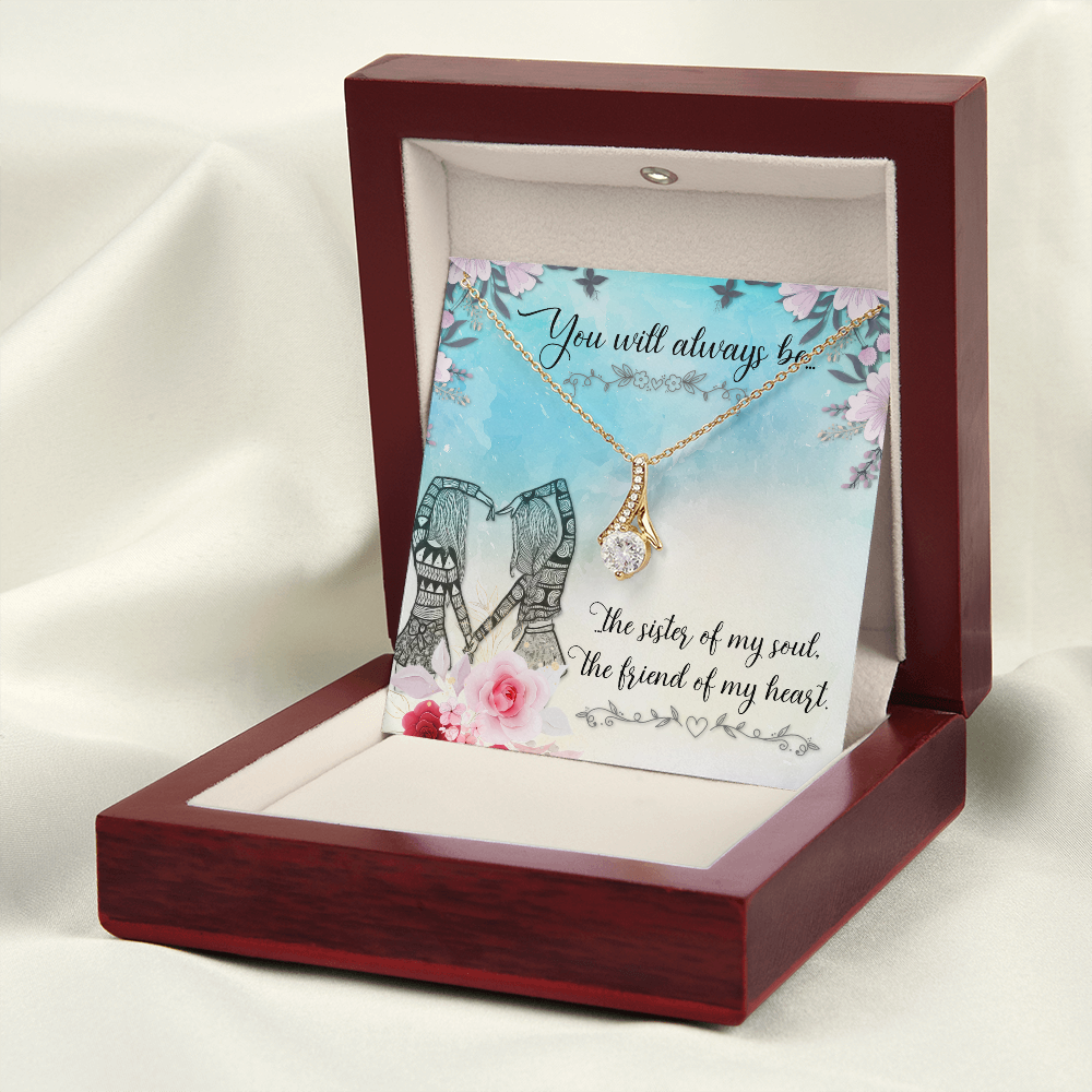 To My Sister You Will Always Be Alluring Ribbon Necklace Message Card-Express Your Love Gifts