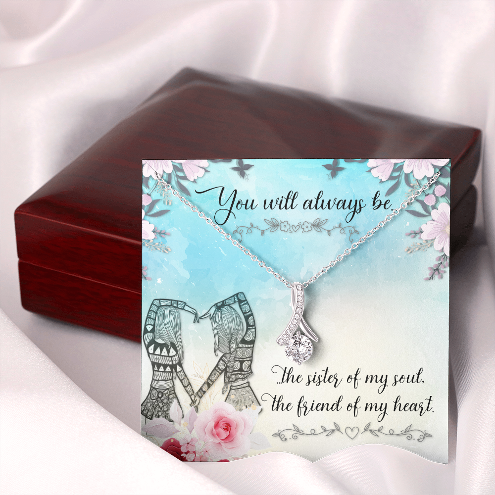 To My Sister You Will Always Be Alluring Ribbon Necklace Message Card-Express Your Love Gifts
