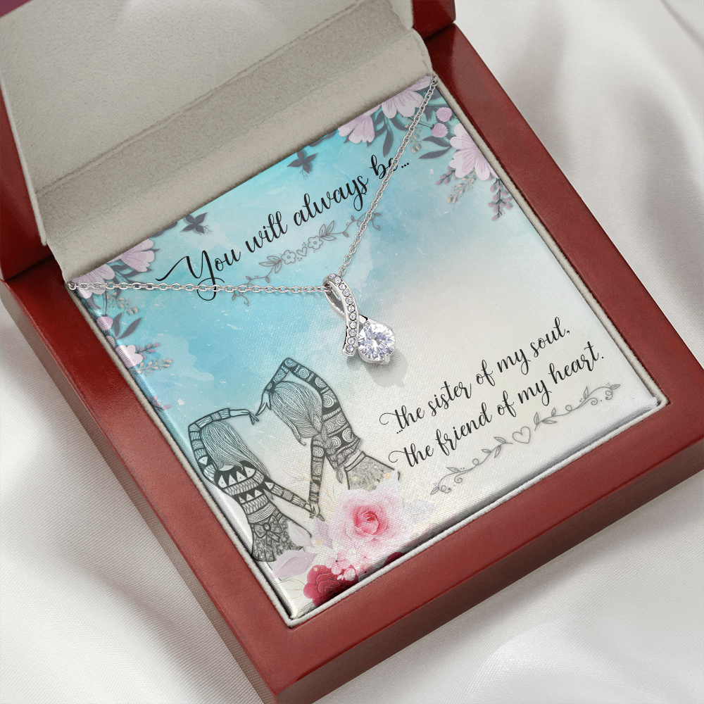 To My Sister You Will Always Be Alluring Ribbon Necklace Message Card-Express Your Love Gifts
