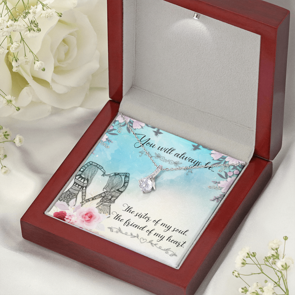To My Sister You Will Always Be Alluring Ribbon Necklace Message Card-Express Your Love Gifts