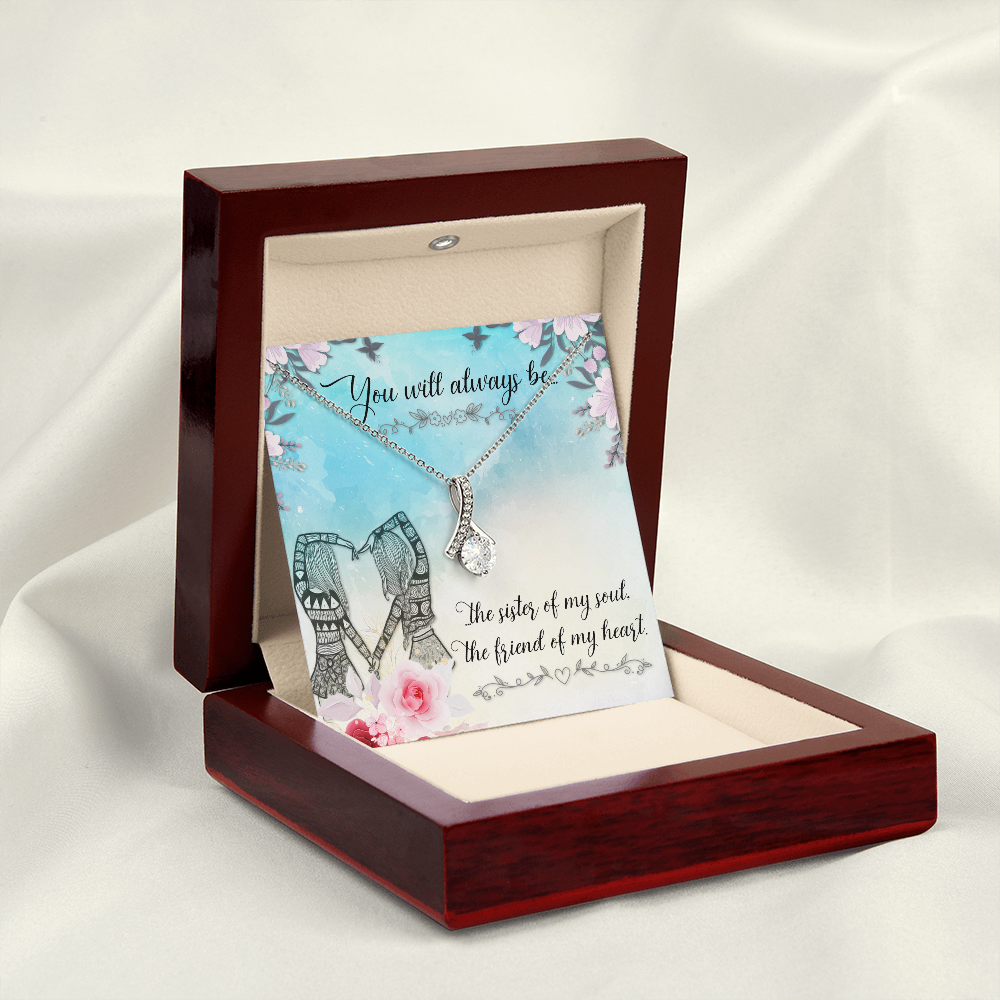 To My Sister You Will Always Be Alluring Ribbon Necklace Message Card-Express Your Love Gifts