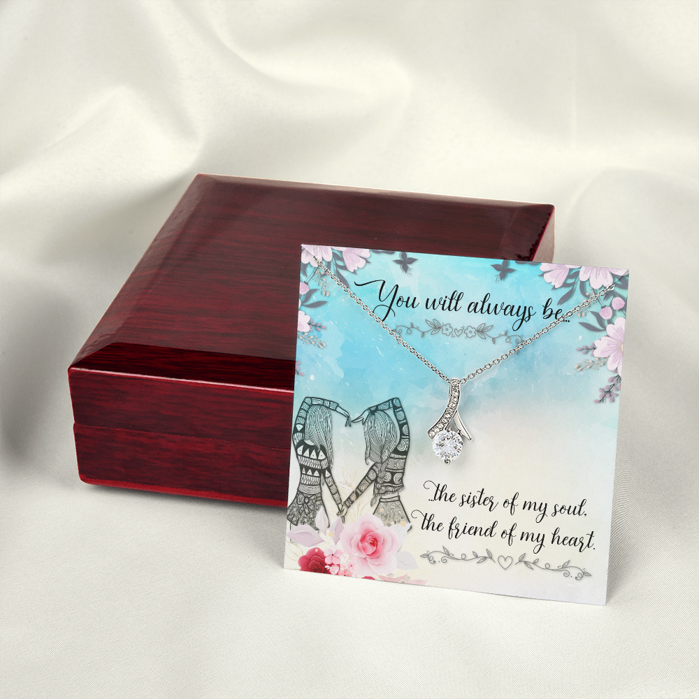 To My Sister You Will Always Be Alluring Ribbon Necklace Message Card-Express Your Love Gifts