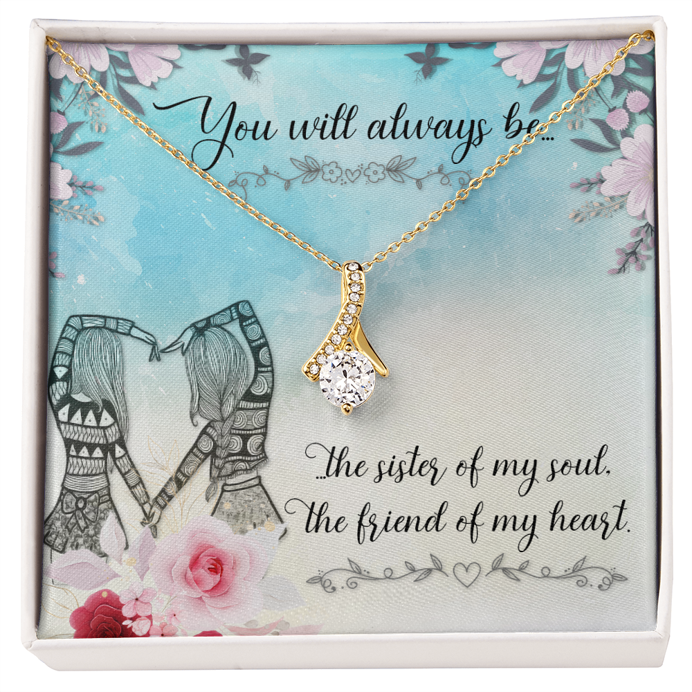 To My Sister You Will Always Be Alluring Ribbon Necklace Message Card-Express Your Love Gifts