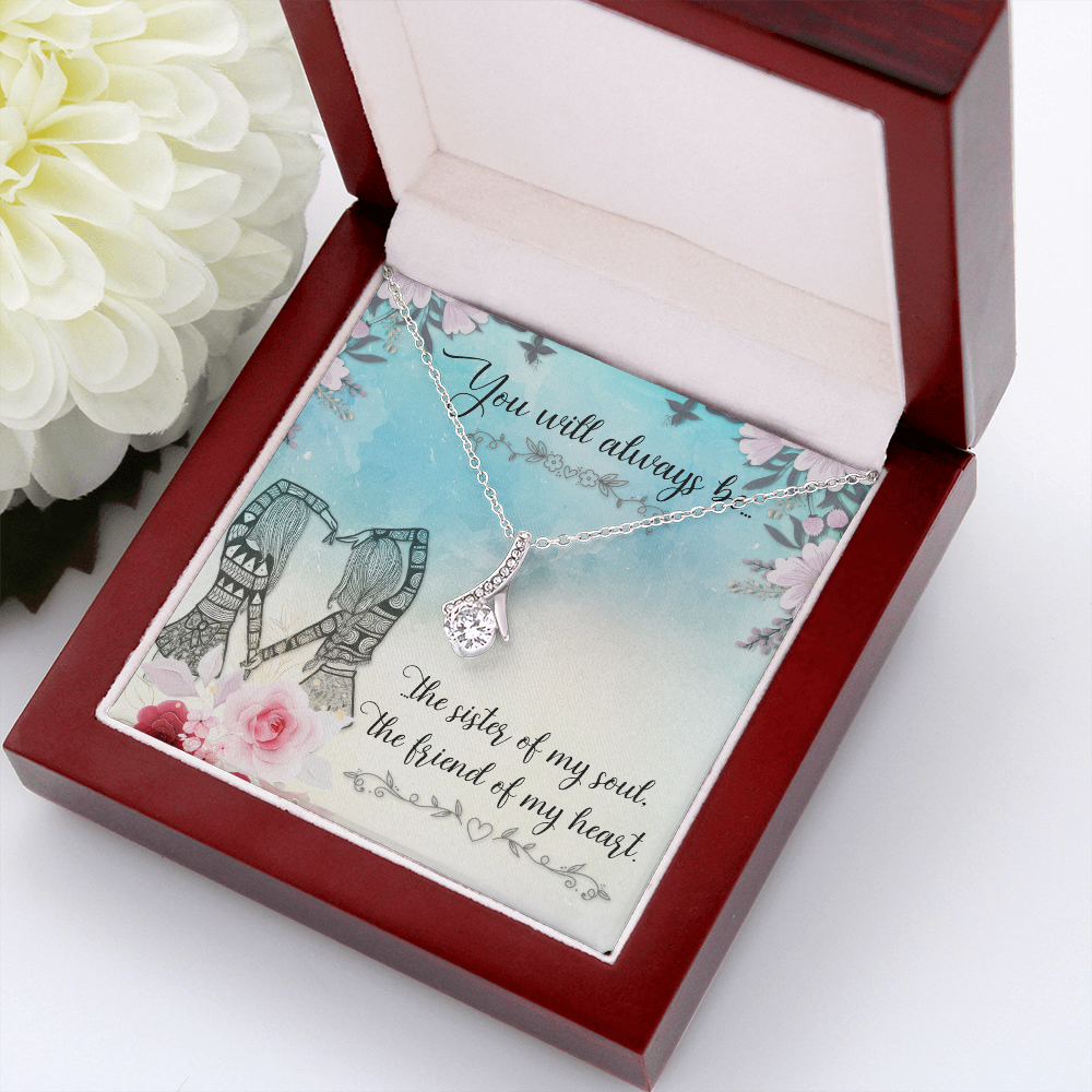 To My Sister You Will Always Be Alluring Ribbon Necklace Message Card-Express Your Love Gifts