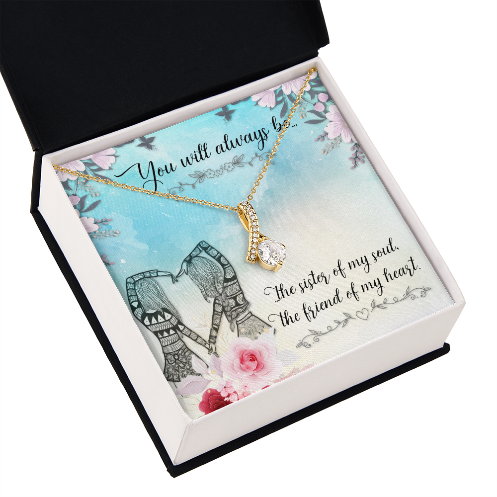 To My Sister You Will Always Be Alluring Ribbon Necklace Message Card-Express Your Love Gifts