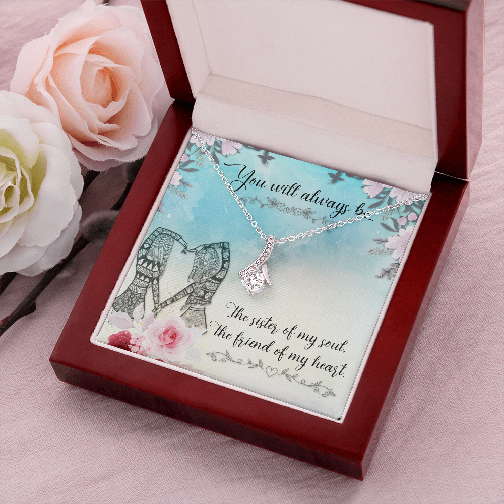 To My Sister You Will Always Be Alluring Ribbon Necklace Message Card-Express Your Love Gifts
