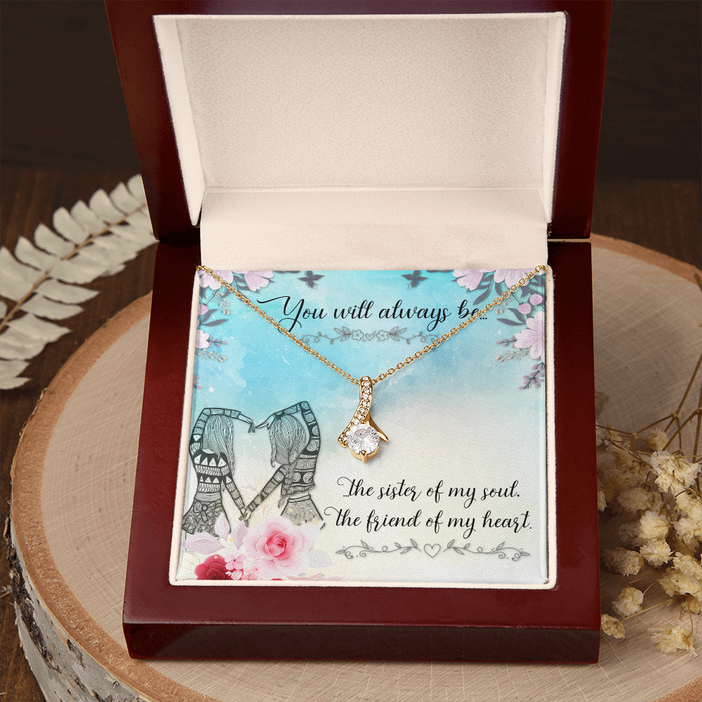 To My Sister You Will Always Be Alluring Ribbon Necklace Message Card-Express Your Love Gifts