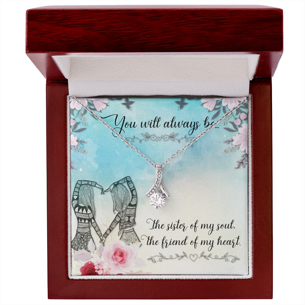 To My Sister You Will Always Be Alluring Ribbon Necklace Message Card-Express Your Love Gifts