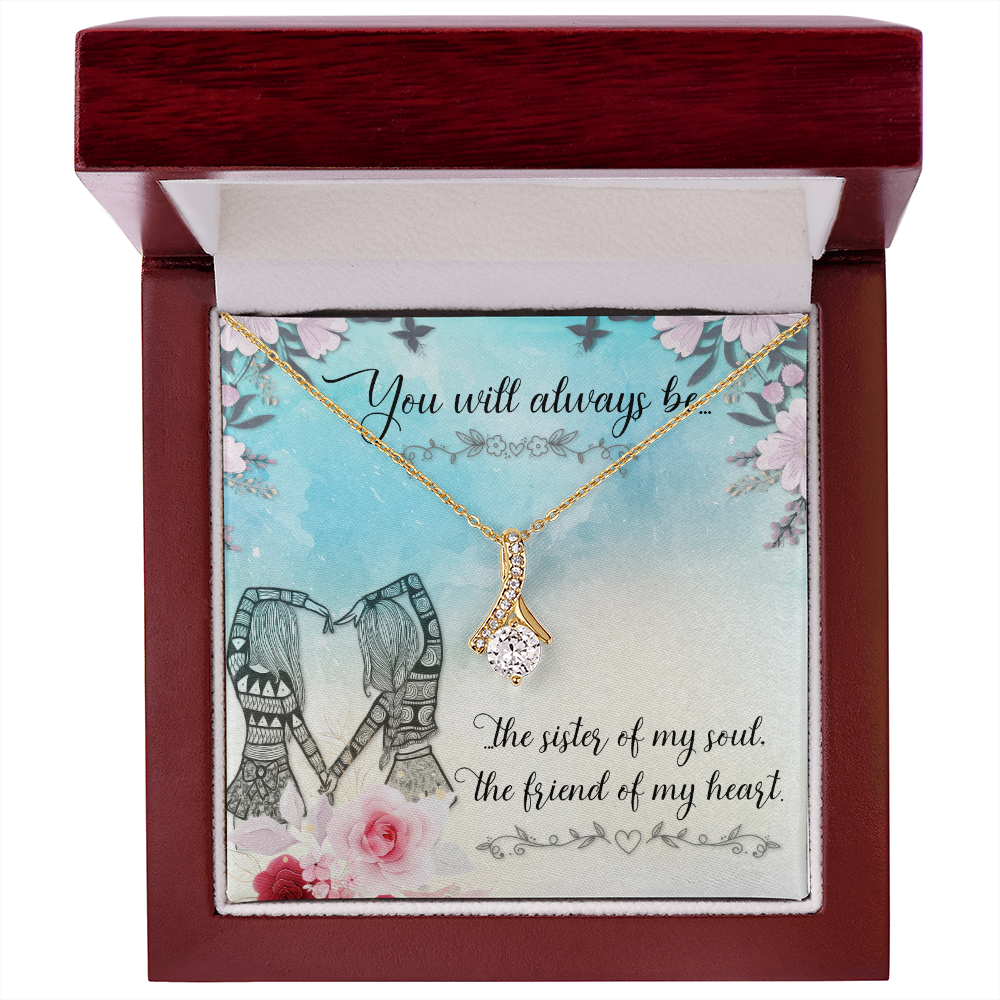 To My Sister You Will Always Be Alluring Ribbon Necklace Message Card-Express Your Love Gifts