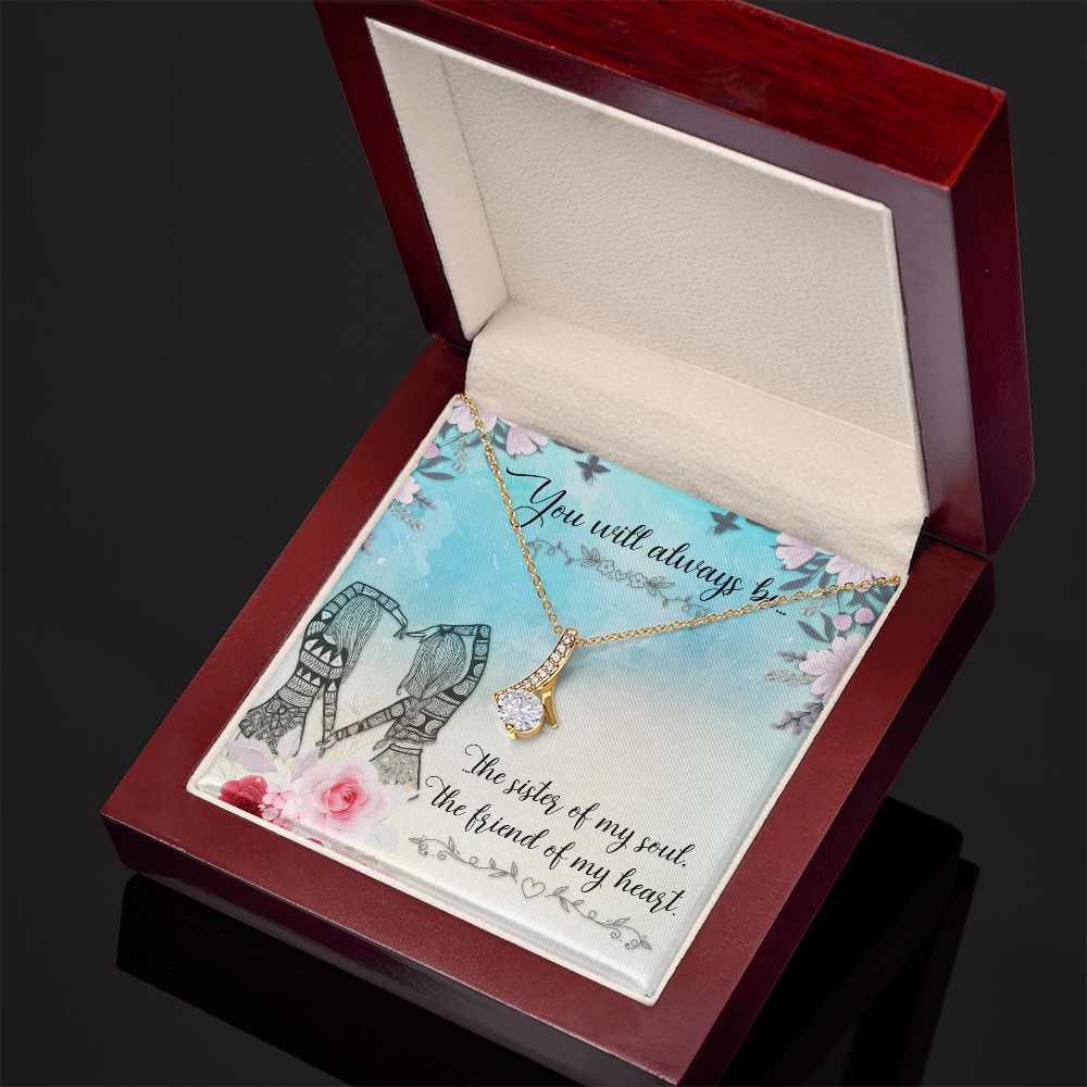 To My Sister You Will Always Be Alluring Ribbon Necklace Message Card-Express Your Love Gifts