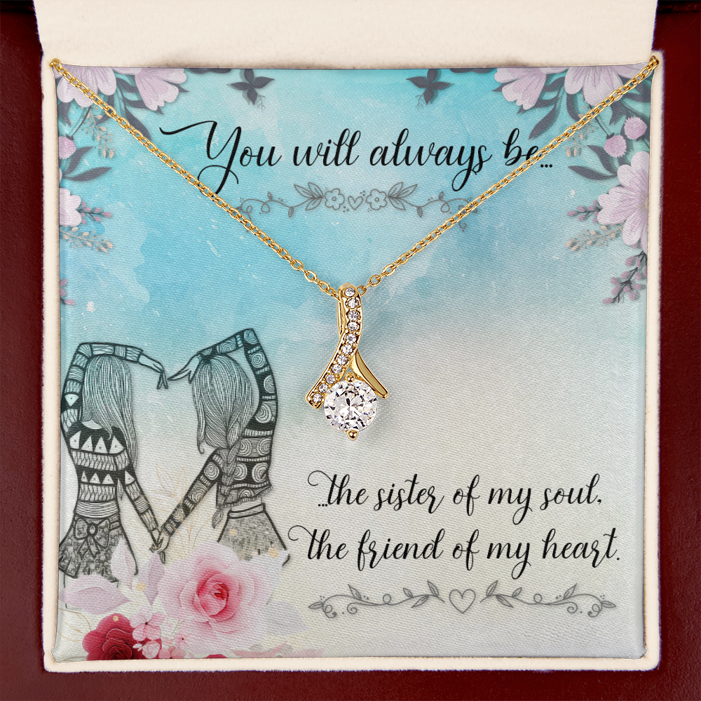 To My Sister You Will Always Be Alluring Ribbon Necklace Message Card-Express Your Love Gifts