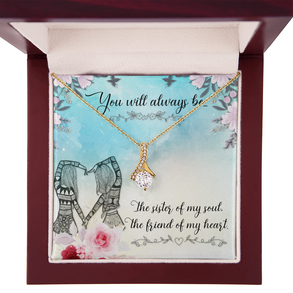 To My Sister You Will Always Be Alluring Ribbon Necklace Message Card-Express Your Love Gifts