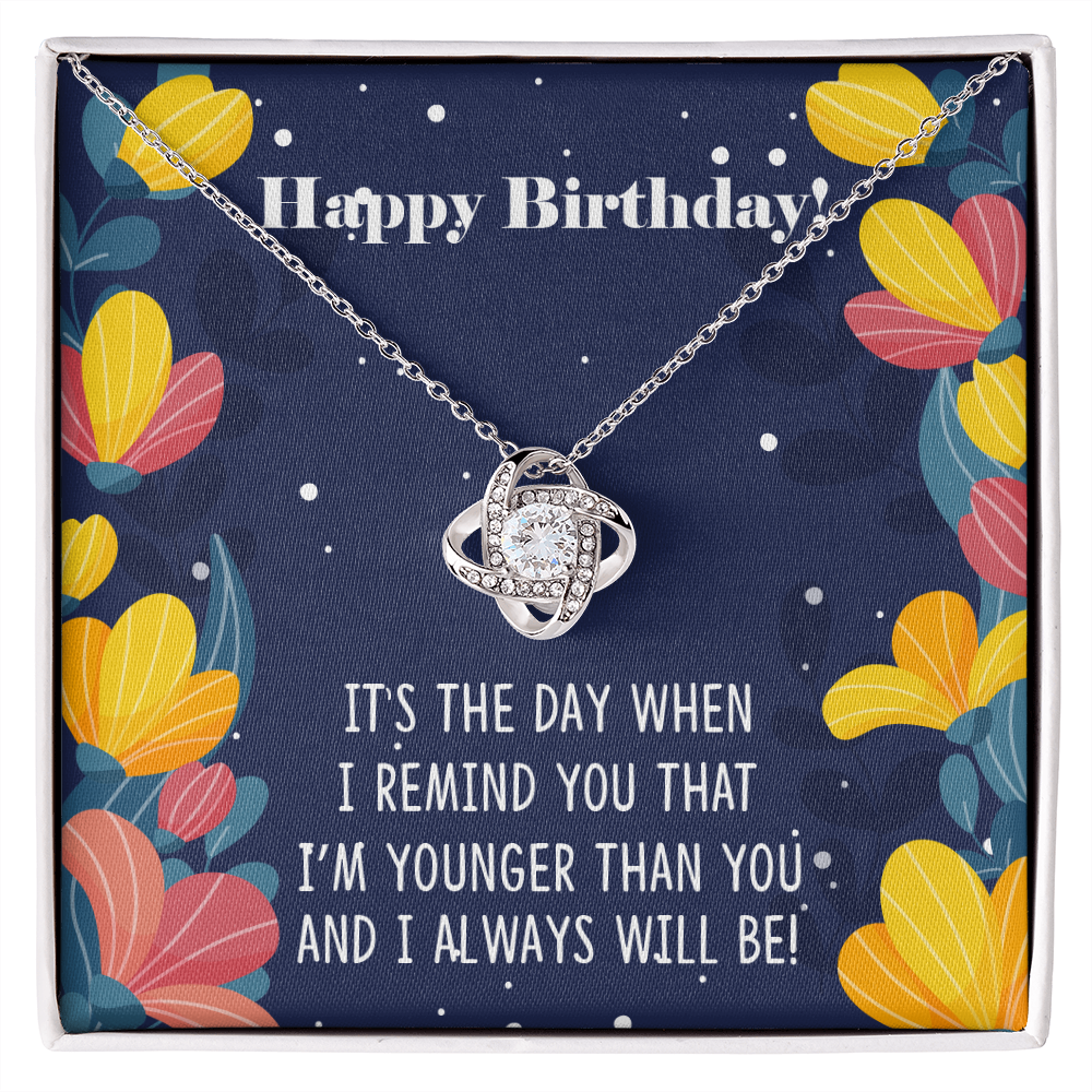 To My Sister Younger Than You Birthday Message Infinity Knot Necklace Message Card-Express Your Love Gifts