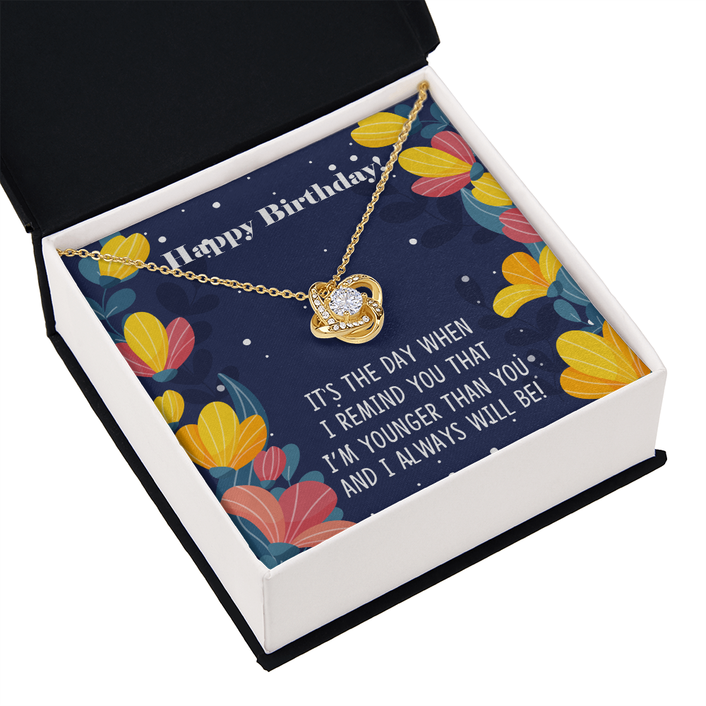 To My Sister Younger Than You Birthday Message Infinity Knot Necklace Message Card-Express Your Love Gifts