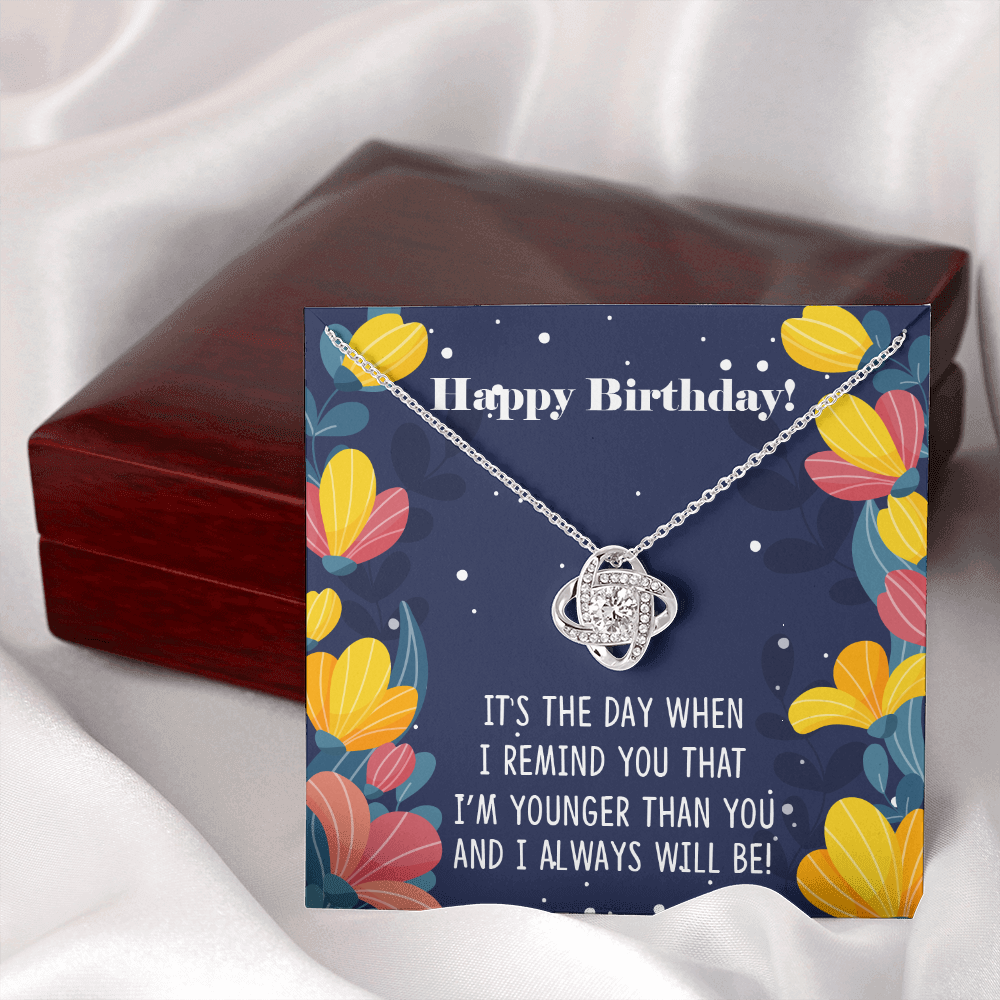 To My Sister Younger Than You Birthday Message Infinity Knot Necklace Message Card-Express Your Love Gifts