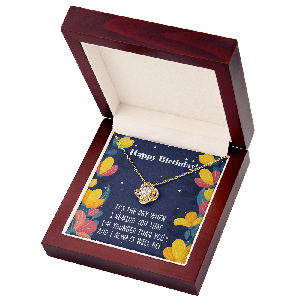 To My Sister Younger Than You Birthday Message Infinity Knot Necklace Message Card-Express Your Love Gifts