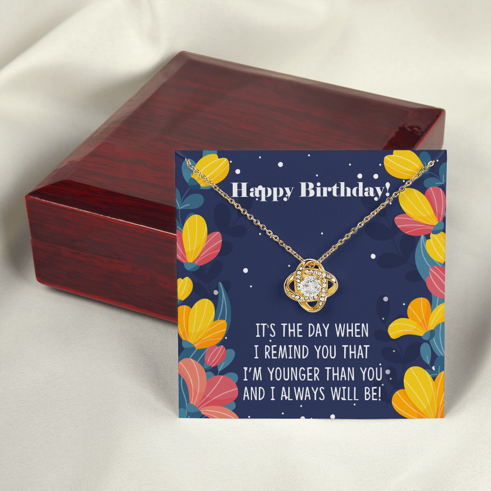 To My Sister Younger Than You Birthday Message Infinity Knot Necklace Message Card-Express Your Love Gifts