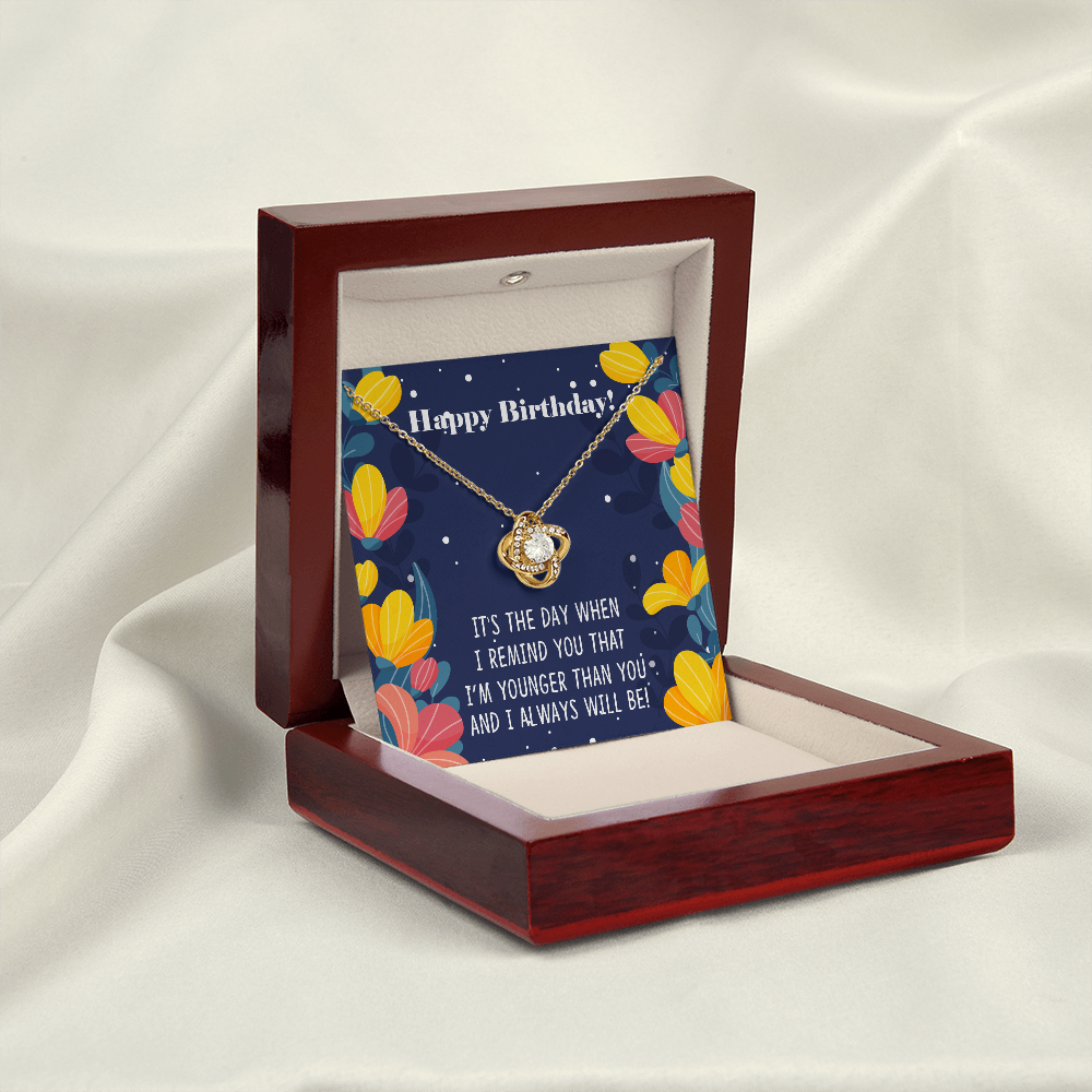 To My Sister Younger Than You Birthday Message Infinity Knot Necklace Message Card-Express Your Love Gifts