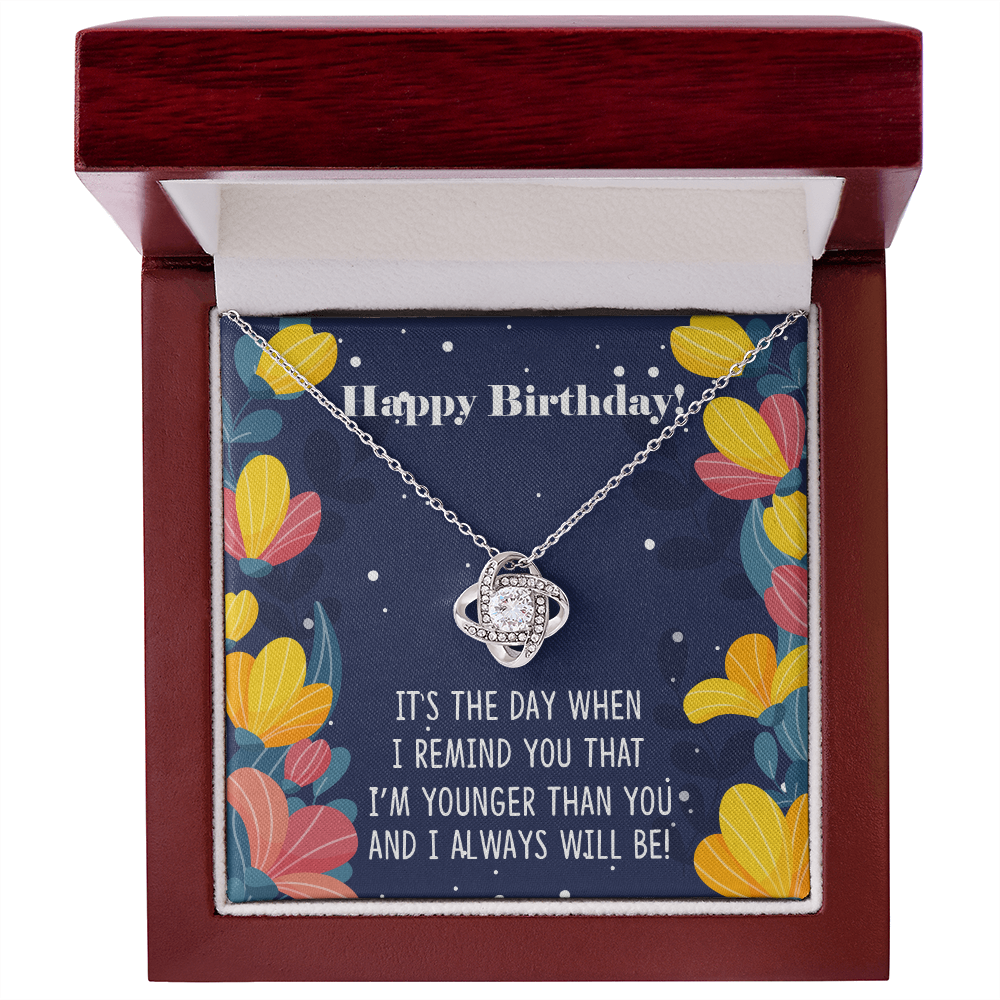 To My Sister Younger Than You Birthday Message Infinity Knot Necklace Message Card-Express Your Love Gifts